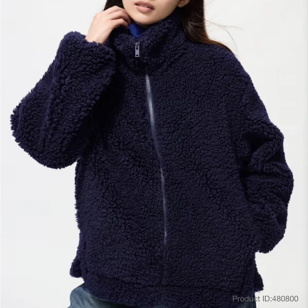 Uniqlo NWT Teddy Fleece Navy zip-up Jacket - Picture 4 of 13